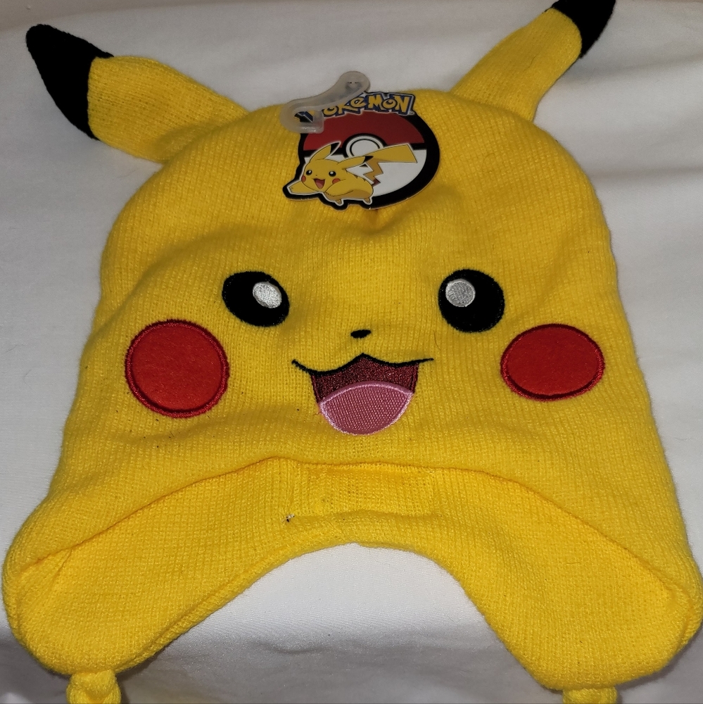 NEW Pokemon PIKACHU Earflap Beanie Hat Youth One Size Official Nintendo 2018